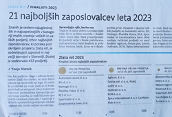 Zlata nit 2023 - finalisti izbora najboljših zaposlovalcev leta