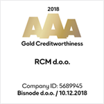 In Forwarding agency RCM d.o.o. we are proud to have achieved the Golden Creditworthiness Certificate of Excellence in Creditworthiness 2018